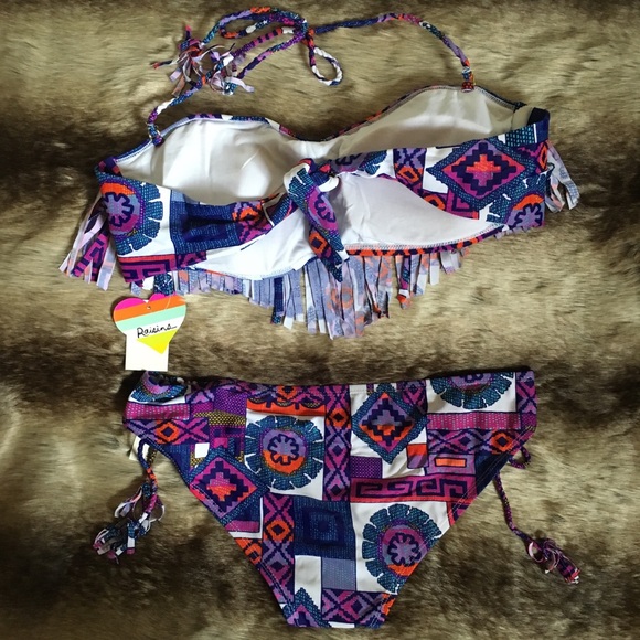 🛍 Raisins Fringe Festival Bikini, Size Large, NWT - Picture 4 of 7